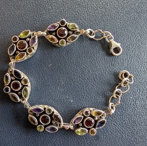 Silver and Multi Gemstone bracelet